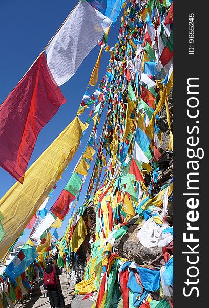 Colorful prayer flags in tibet