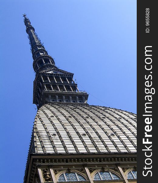 A view of the symbol of Turin, the Mole antonelliana, home of the International Museum of Cinema