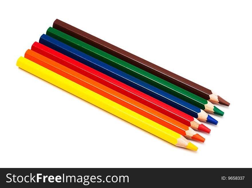 Beautiful color pencils on a white background