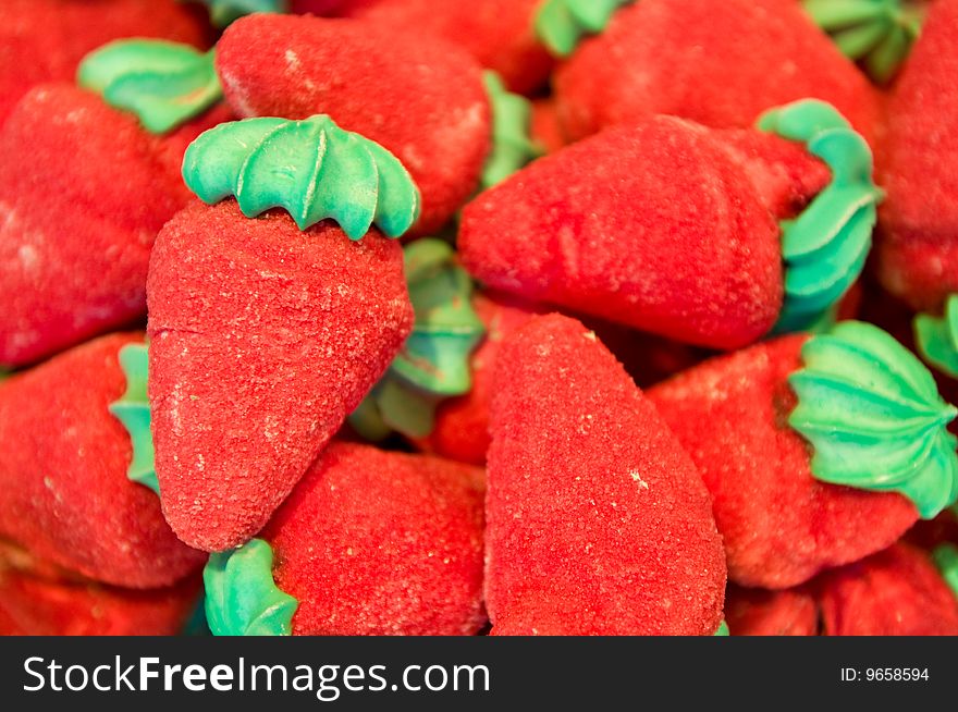 Candies shaped strawberry