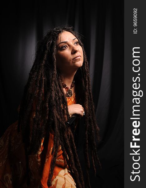 Beautiful woman with dreadlocks