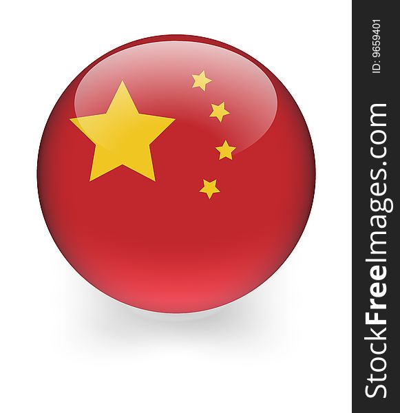 Shiny sphere with chinese flag