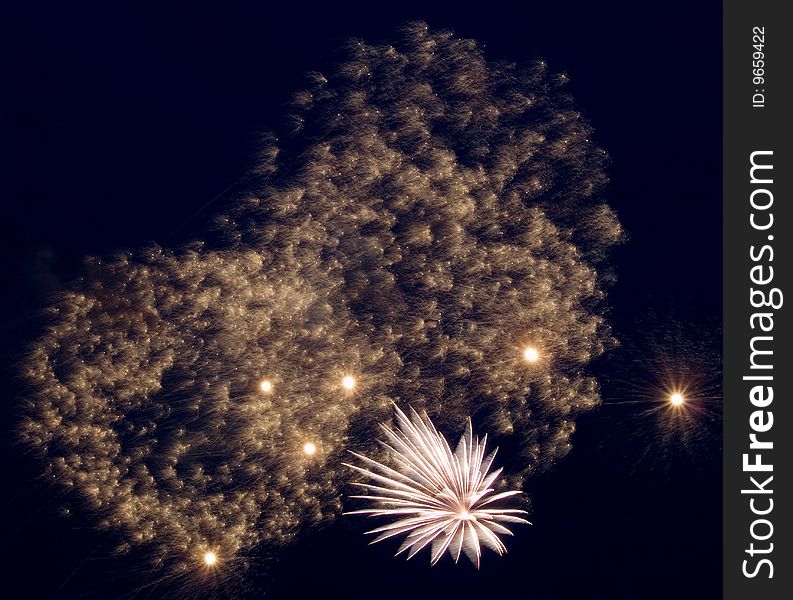 Motley fireworks in the sky. Motley fireworks in the sky