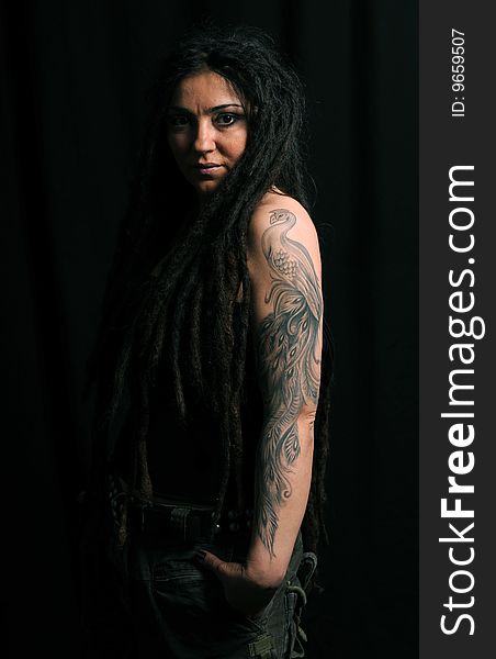 Beautiful woman with dreadlocks