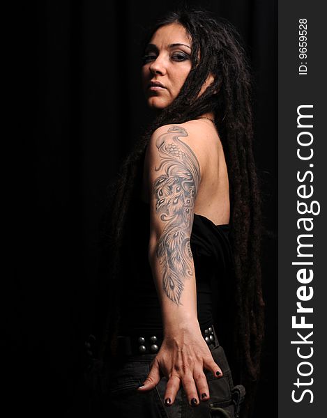 Beautiful woman with dreadlocks