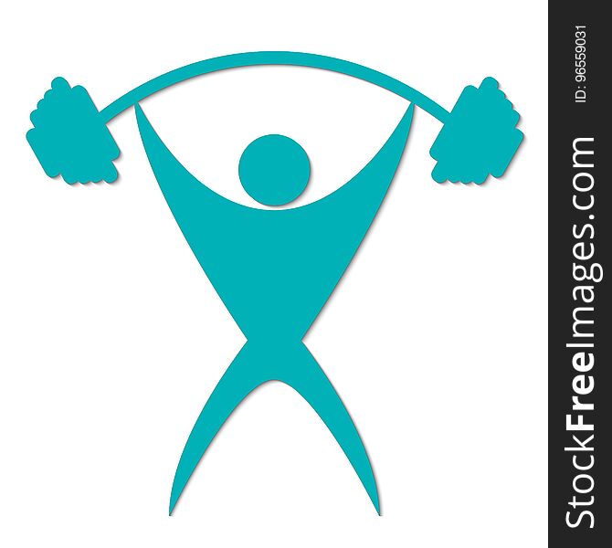 Man With A Barbell On White Background Logo
