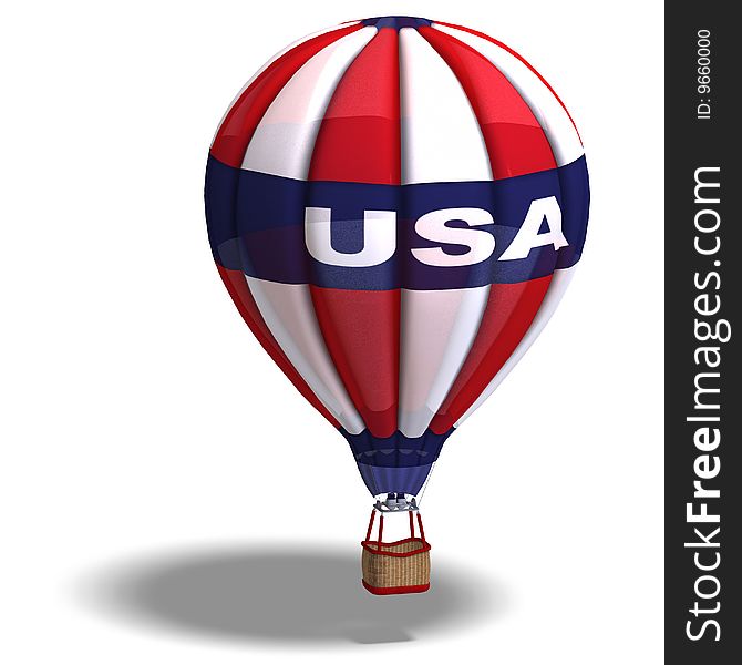 Rendering of a colorful balloon with Clipping Path and shadow over white