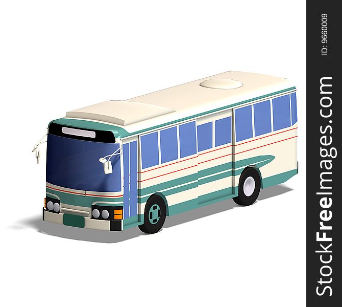 Rendering of a bus with Clipping Path and shadow over white. Rendering of a bus with Clipping Path and shadow over white