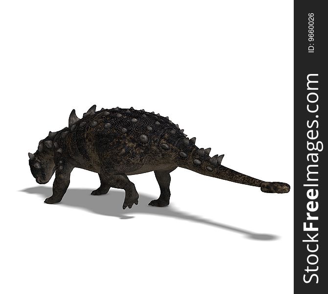 3D Render of the dinosaur Euoplocephalus With Clipping Path over white