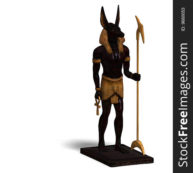 Rendering of anubis statue With Clipping Path and shadow over white. Rendering of anubis statue With Clipping Path and shadow over white