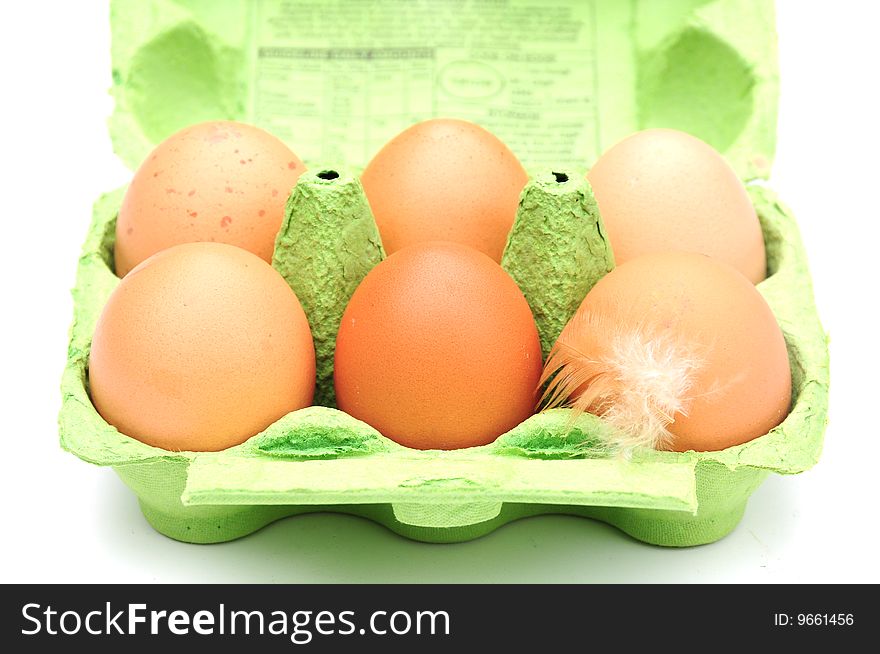 Half dozen free range eggs in a carton