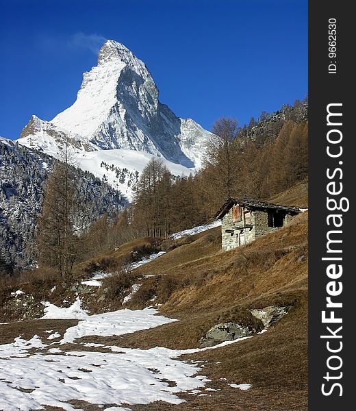 Spring view of Matterhorn rock