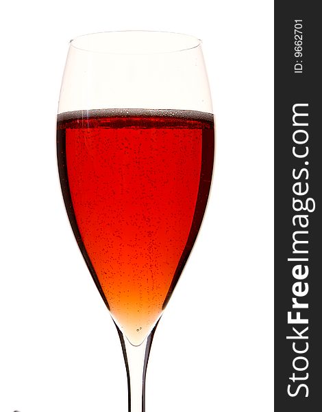 A Red Champagle Glass With Alcohol