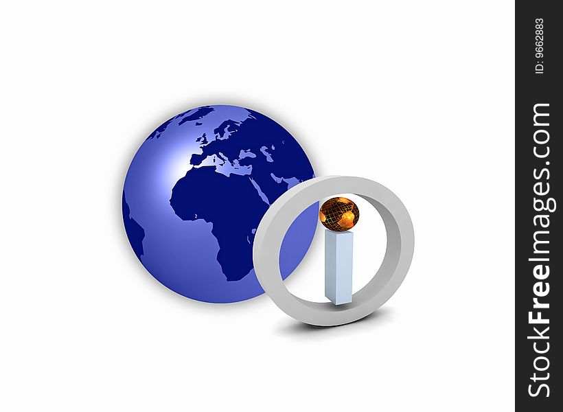 World globe with info icon