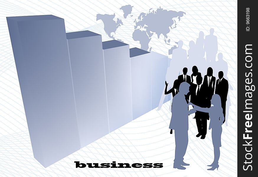 Vector illustration of business graph and people
