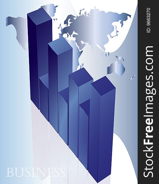 Vector illustration of business graph and map