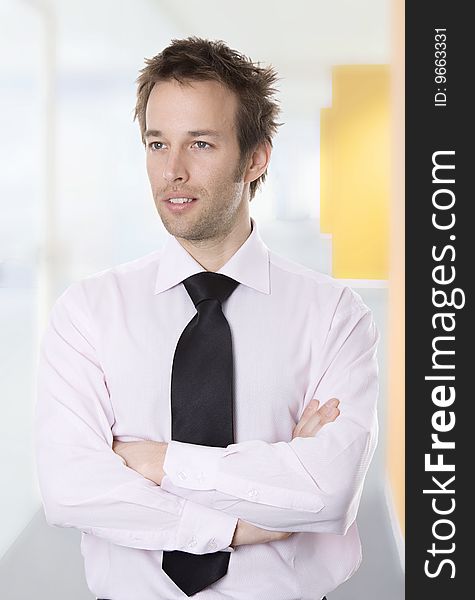 Closeup portrait of confident young business man