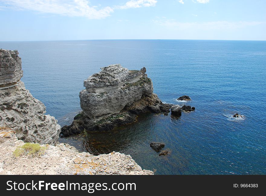 Coast of black sea. Sea and rocks.