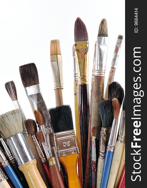 Collection of paintbrush of different size and form