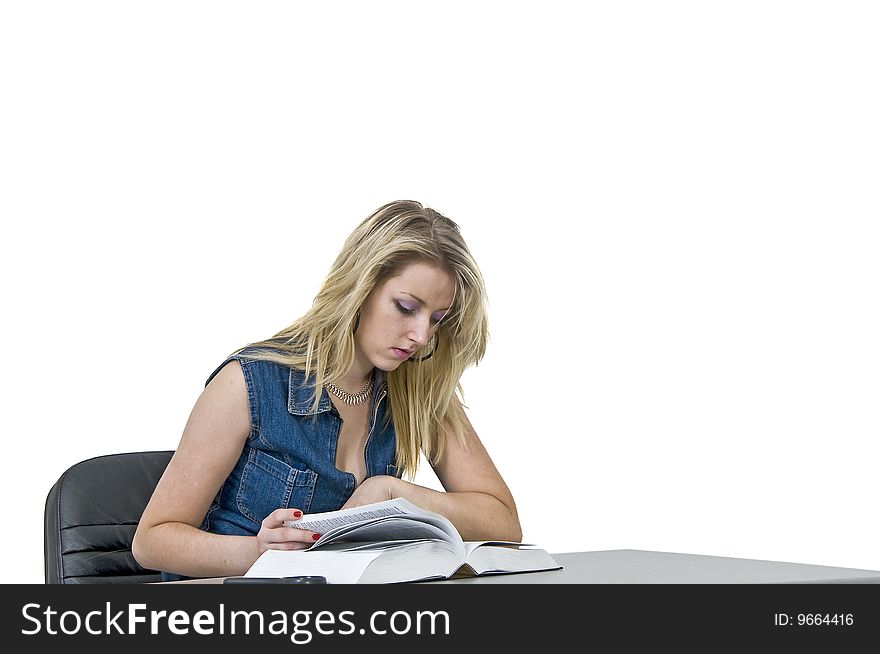 Young girl reading a book