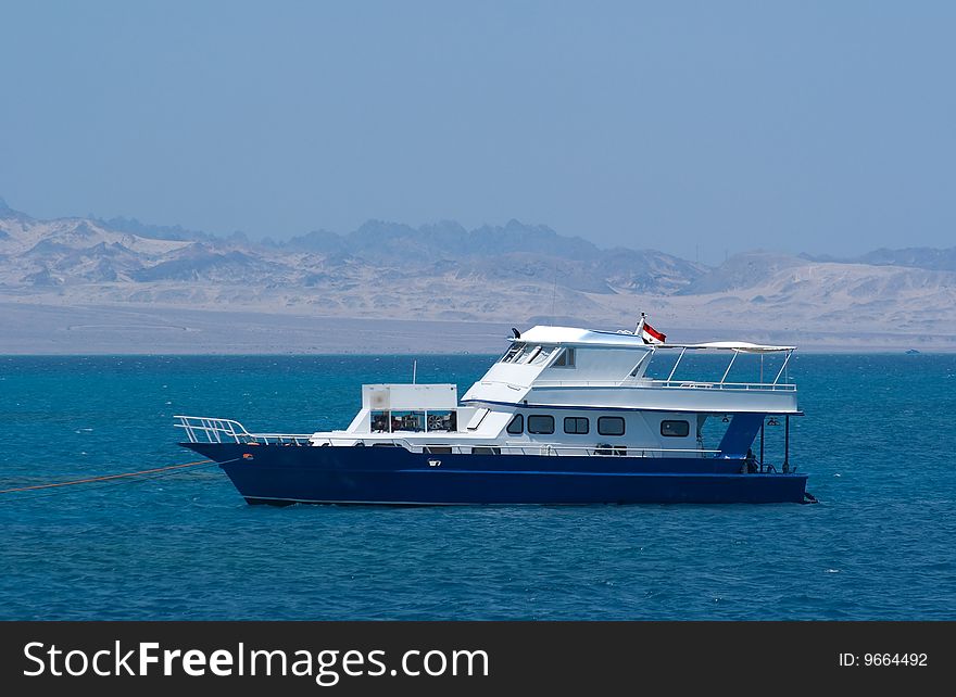 Diving boat moored in Red Sea