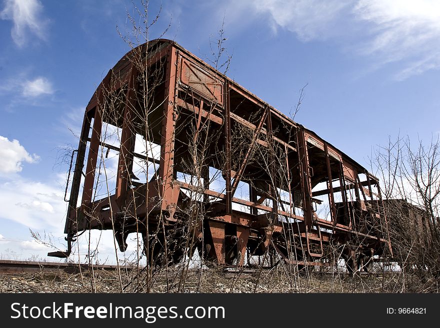 Old abandoned rusting train and railway. Old abandoned rusting train and railway