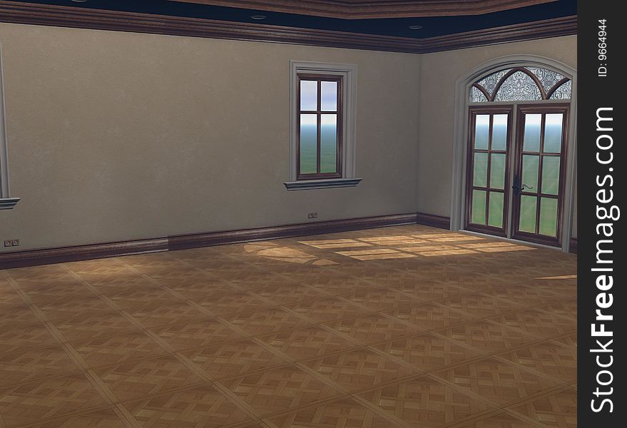 3D render of Empty Great Room