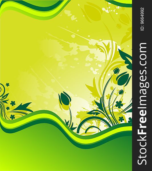 Green floral background with place for your text