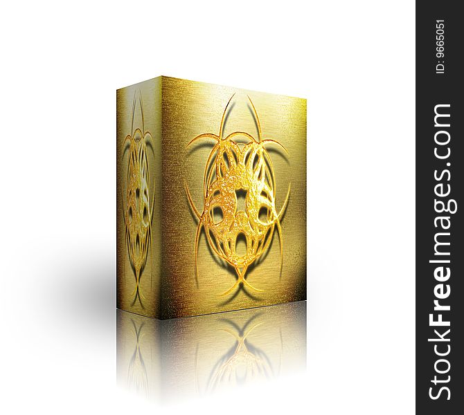 Golden sign abstract box template on white background