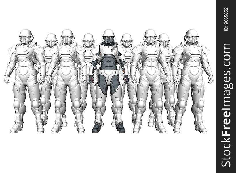 3d soldiers in a gas mask in commission