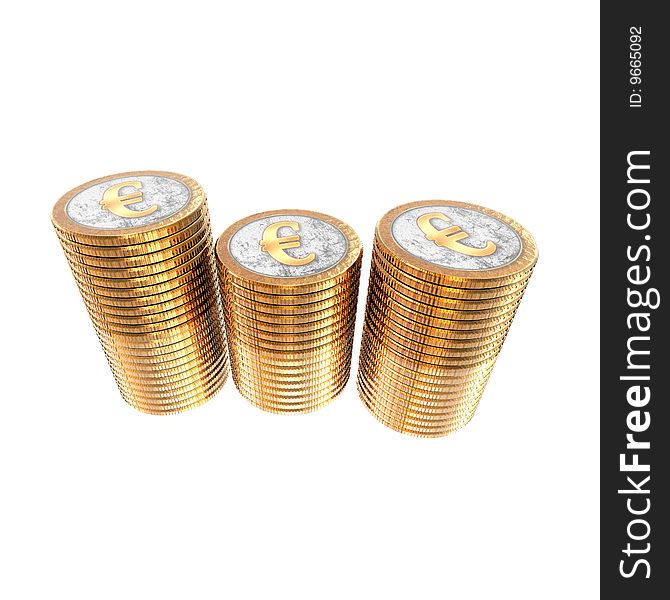 Euro coins isolated on a white background