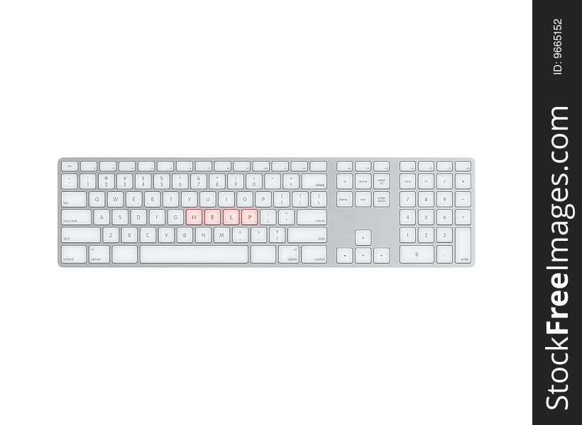 Keyboard with text isolated on white background