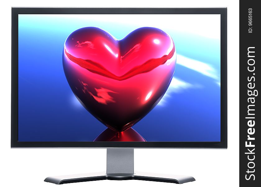 Monitor with 3D hearts