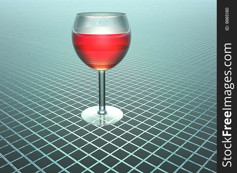 Wine glass in 3D on grid