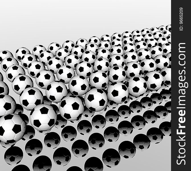 3d Soccer balls abstract illustration