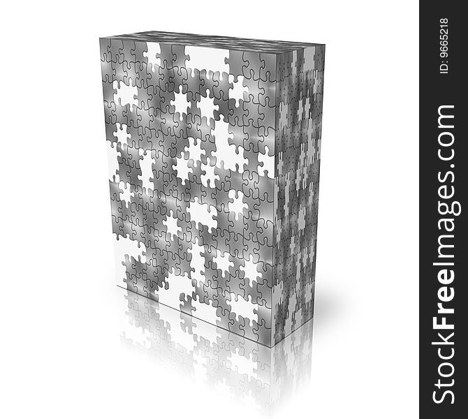 Blank puzzle box template on white background