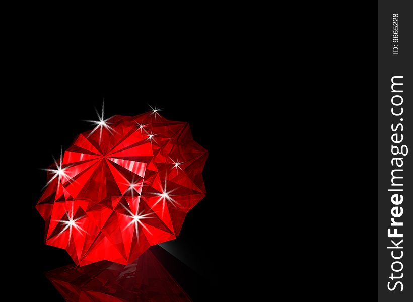 Red cool diamond on black background. Red cool diamond on black background