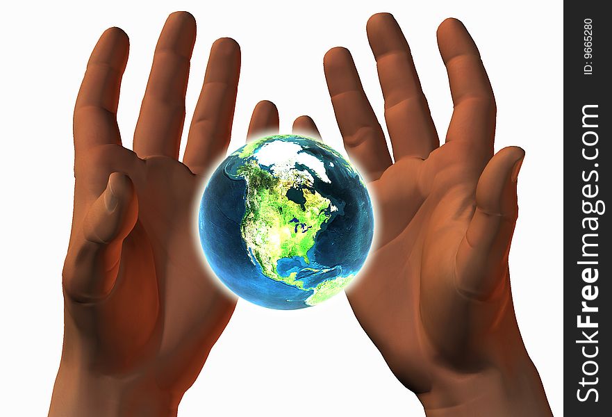 3D earth on 3D hands