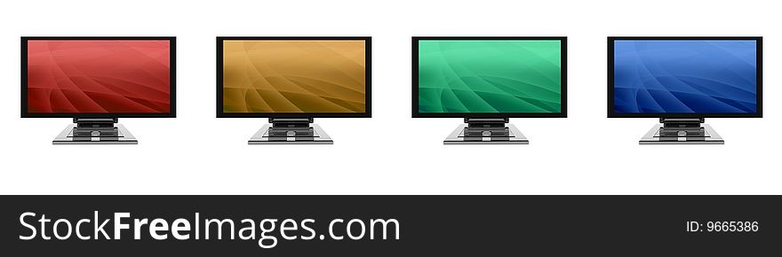 3d flat lcd monitor isolated on a white