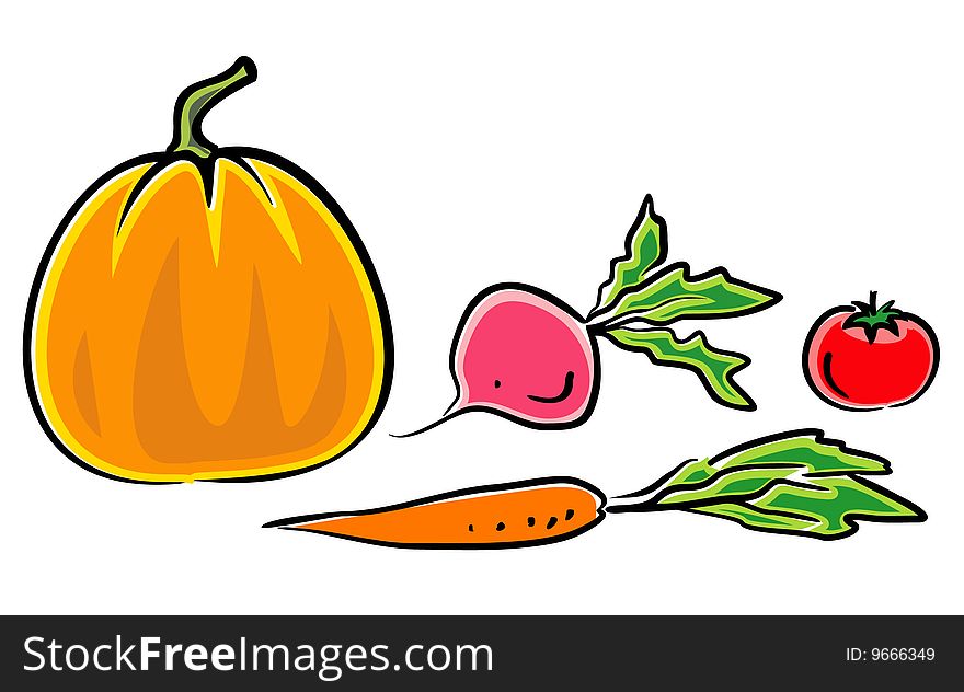 Vector illustrations of vegetables isolated on white background. Vector illustrations of vegetables isolated on white background