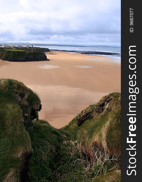 Ballybunion beach in winter with view of castle beach and cliffs. Ballybunion beach in winter with view of castle beach and cliffs