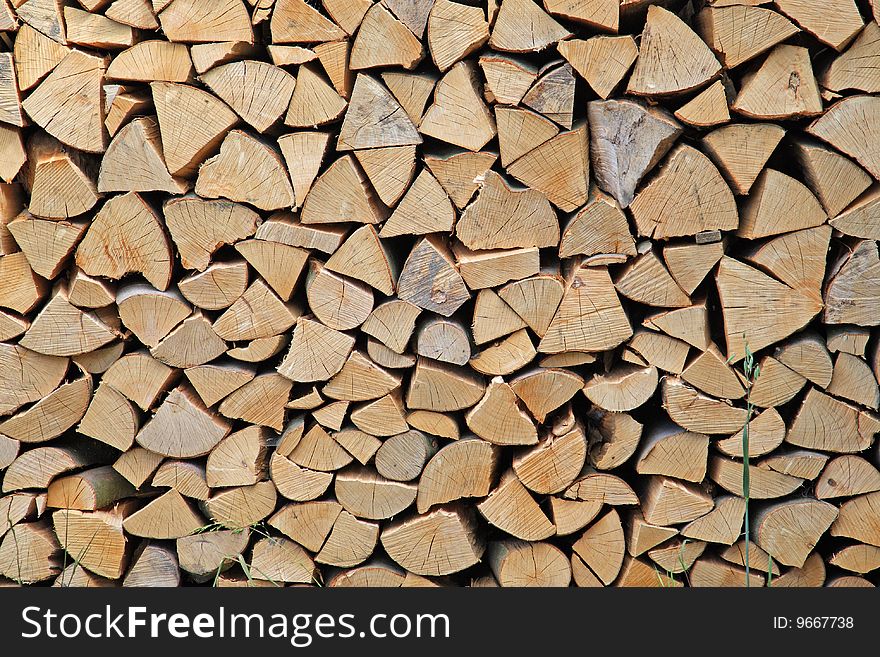 Stacked firewood ready for winter