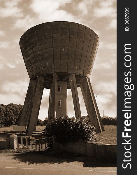 A water tower in the irish countryside. A water tower in the irish countryside