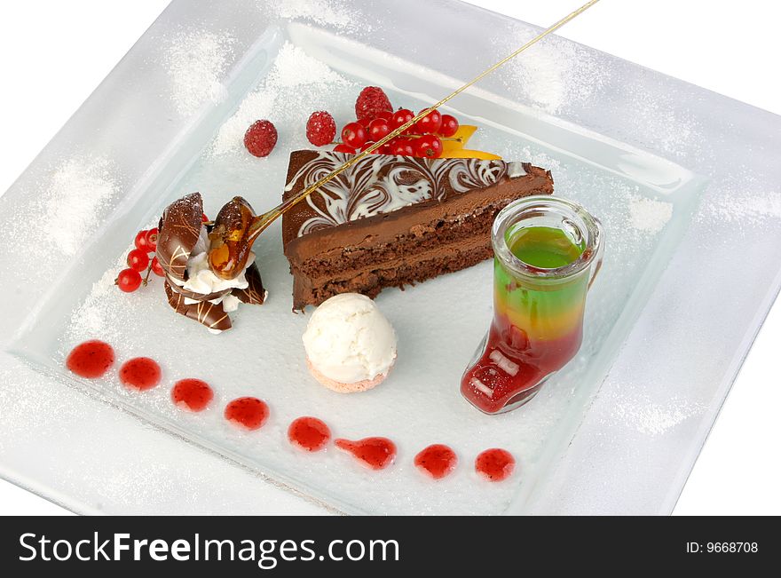 Chocolate Iced Pie With Anise, Fresh Berries