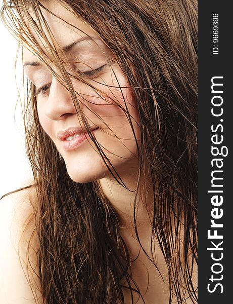 Smiling Girl with Wet Hair