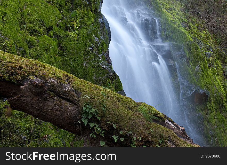 Waterfall along the Columbia Gorge in Oregon. Waterfall along the Columbia Gorge in Oregon.