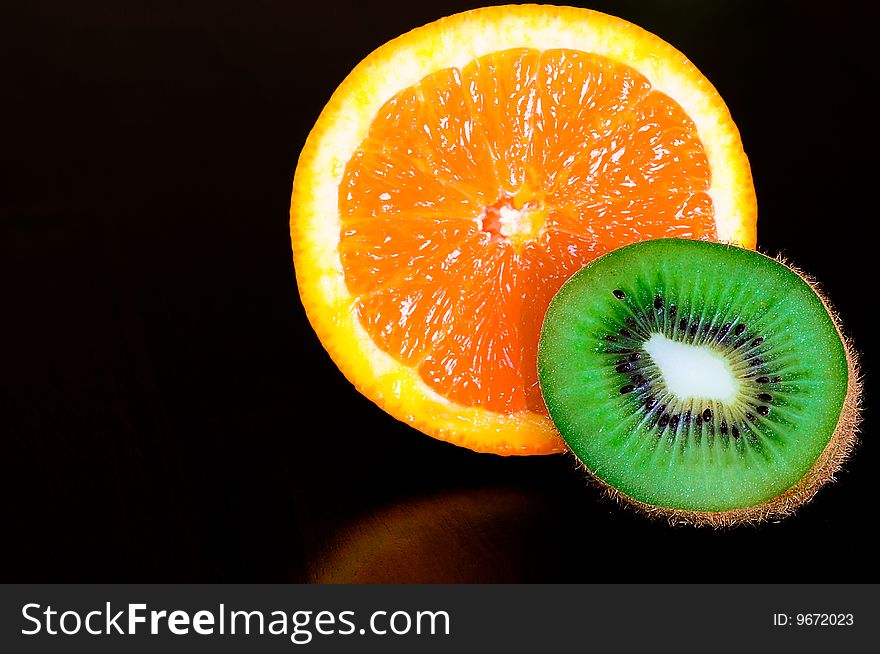 Orange and Kiwi still life