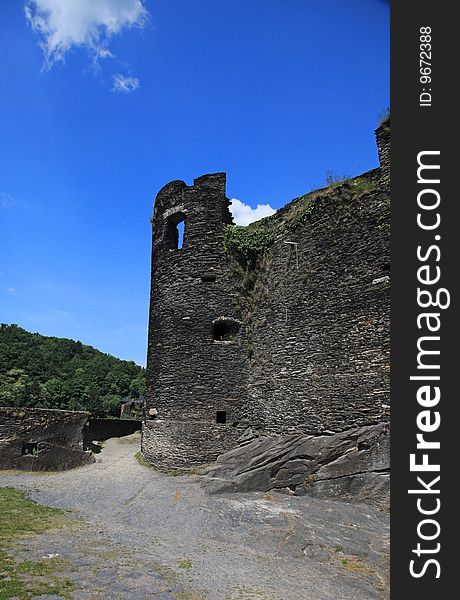 The old ruins of a 13th century castle in La Roche-en-Ardenne. The old ruins of a 13th century castle in La Roche-en-Ardenne