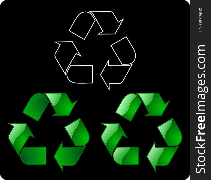 Detailed keyable Recycling Symbol with outline.