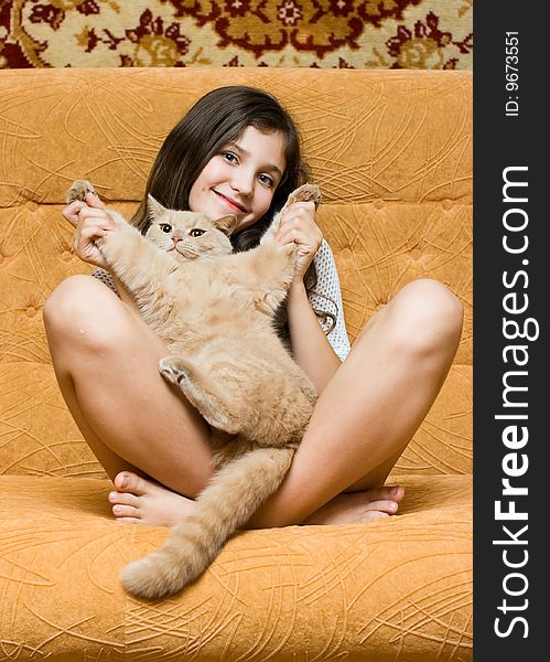 Teen Girl With Cat